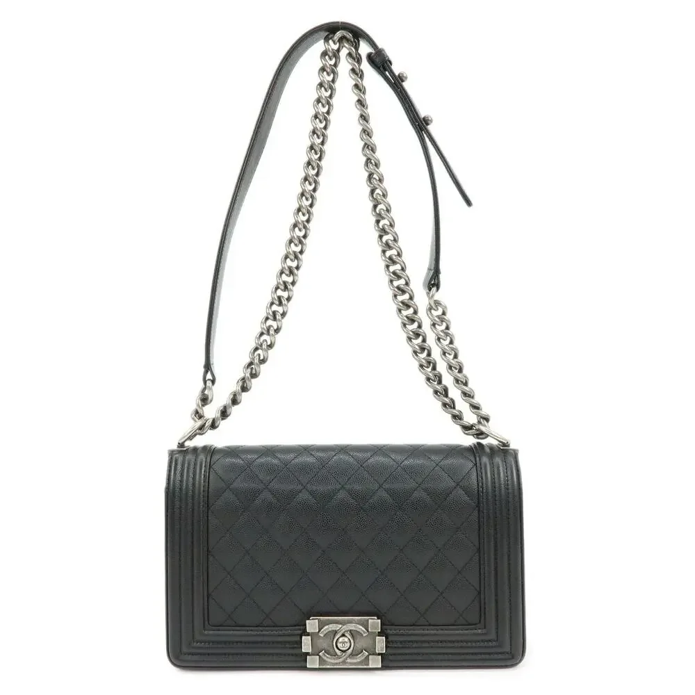 Chanel Caviar Leather Boy Chanel Flap Bag Black